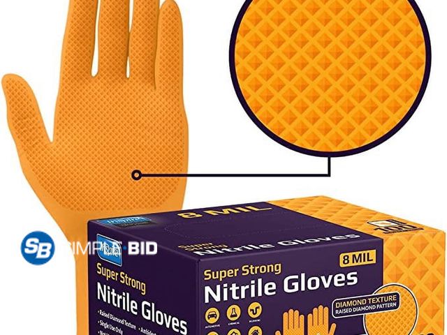 Lot 58-26714 - New Inspire Orange Nitrile Disposable Gloves | ULTRA 8 Mil Gloves Diamond Textured for Secure Grip