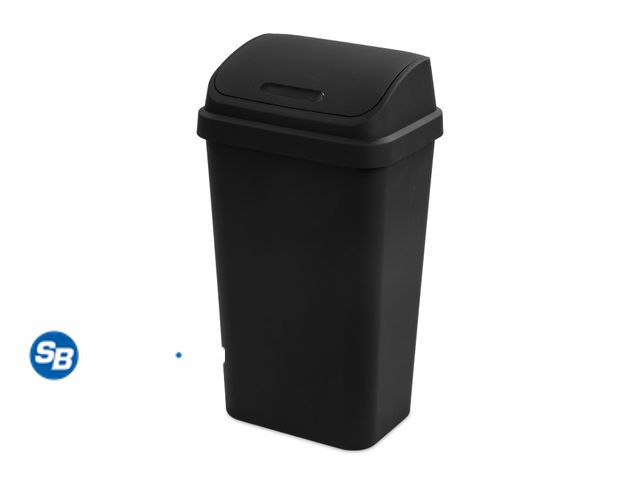 Lot 58-54503 - New Sterilite Kitchen Trash Can, 13 Gallon Plastic Garbage Bin with Swing Top Lid, Black
