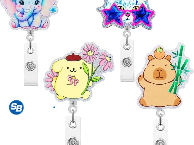 Lot 58-33166 - New 4 Pack Retractable Badge Holder, FadyRaye Lightweight Badge Reel with Alligator Clip for Kids Nu...