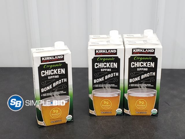 Lot 58-60868 - Lot of (5) New Kirkland CHICKEN BROTH! - sipping bone broth 32 fl oz each