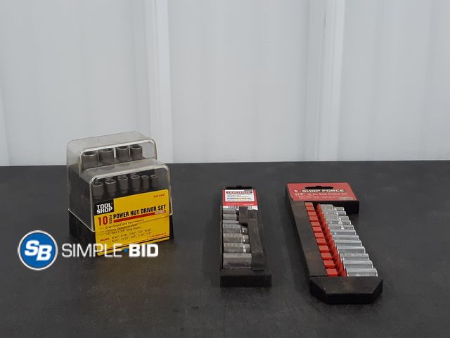 Lot 58-38782 - Lot of (3) Sets of Tools - Craftsman 7 pc Torx Socket Set, Shop Force 1/4" Drive 12pc Socket Set, 10...