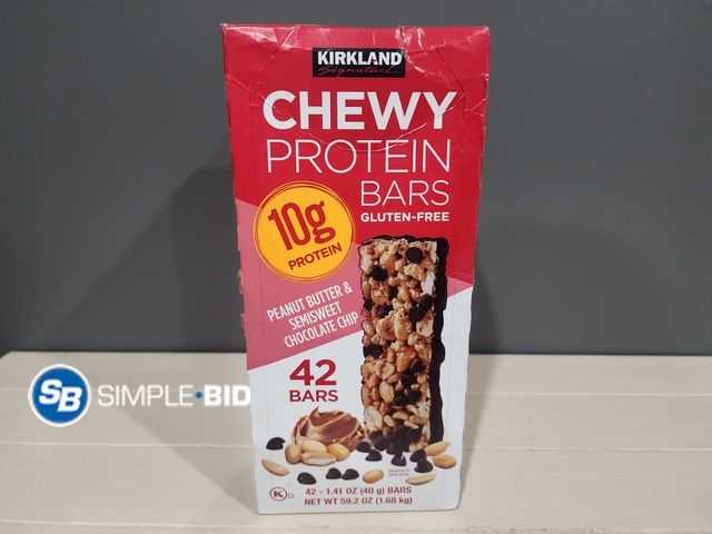 Lot 58-60959 - Kirkland Chewy Protein Bars Peanut Butter and Semisweet chocolate chip bars - individually wrapped