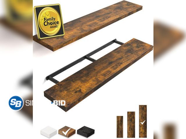 Lot 58-30966 - New  Floating Shelves, 48 inch Wall Mounted Rustic Wood Shelves for Bathroom, Bedroom, Living Room, ...