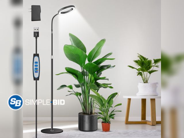 Lot 58-74256 - New Aumtrly Black Grow Lights for Indoor Plants, Full Spectrum, with 68" Stand | 6/12/16H Timer, 5 D...