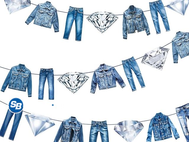 Lot 58-58921 - New Denim and Diamonds Party Banners Denim Themed Party Decorations 2PCS Denim and Diamonds Birthday...