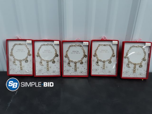 Lot 58-40012 - Lot of (5) New Zodiac  PISCES Feb. 19-March 20 Bracelets