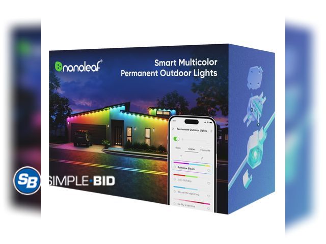 Lot 58-67229 - New Nanoleaf 16.6ft Smart Matter Multicolor Permanent Outdoor Lights Expansion Pack – Plug-in RGBICW...