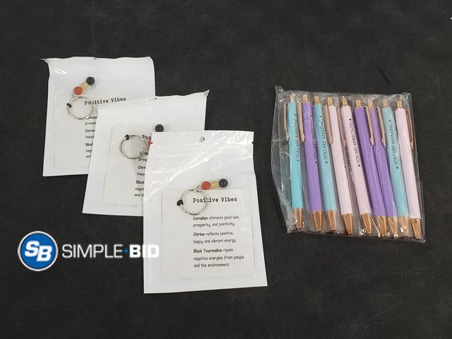 Lot 58-74298 - New Beginning Gifts for Women 9Pcs Fancy Pen Set with 3 Pcs Crystal Keychain -- You are AWESOME, APP...