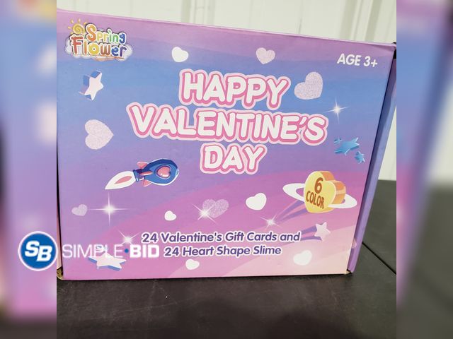 Lot 58-28661 - Happy Valentines Day Box - 24 Valentine's Cards with 24 Heart Shape Slime