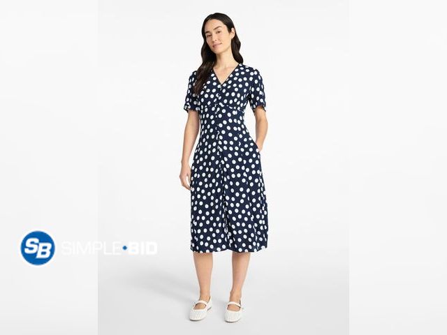 Lot 58-71373 - New Time and Tru Women's Empire Waist Midi Dress with Short Sleeves, Size XS