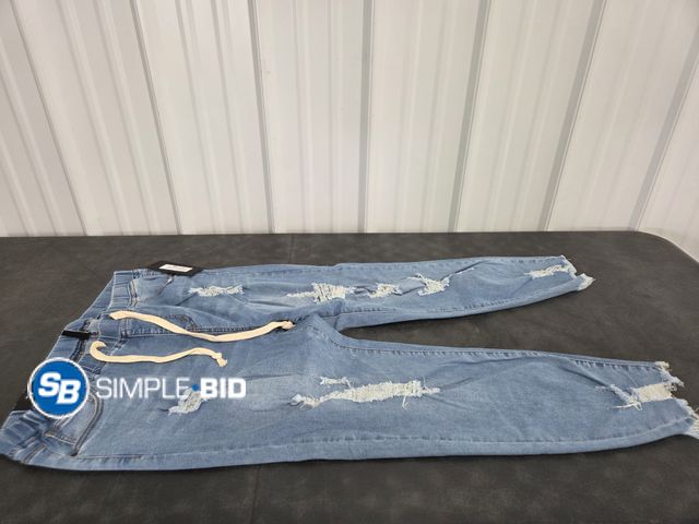 Lot 58-54512 - New Women's American Bazi Pull on Denim Joggers with Elastic waist (distressed look, on purpose) - S...