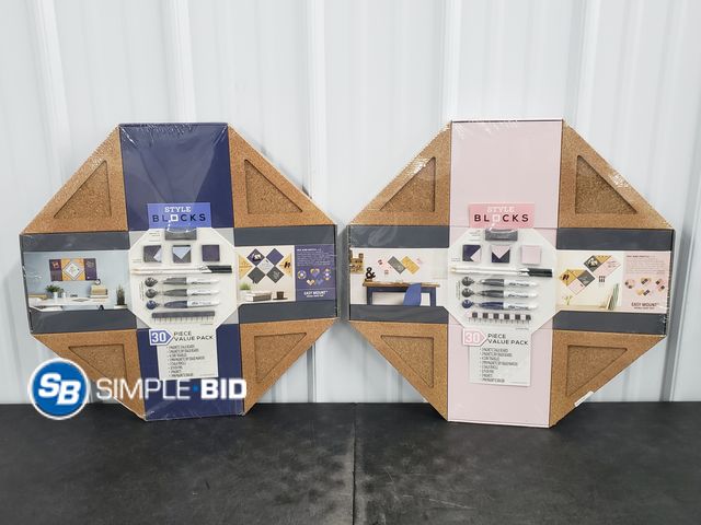 Lot 58-39872 - Lot of (2) New Style BLOCKS -- 30 piece Value pack Cork board with magnets and mini markers - help y...