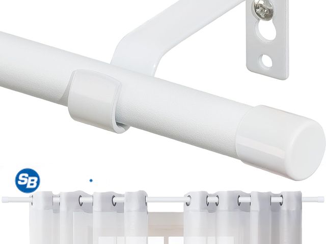 Lot 58-83658 - New Curtain Rods for Windows 28 to 48 Inch, 5/8 Inch Matte White Curtain Rod Heavy Duty Small Draper...