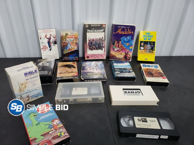 Lot 58-74403 - Lot of VHS Tapes including Disney Aladdin, Benji, The Black Stallion, The Wizard of Oz, Bible on Cas...