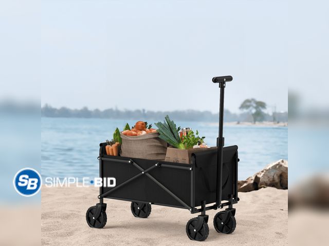 Lot 58-50401 - Foldable Wagon Cart with Wheels for Grocery Sports Garden Shopping Camping，Black - appears unused