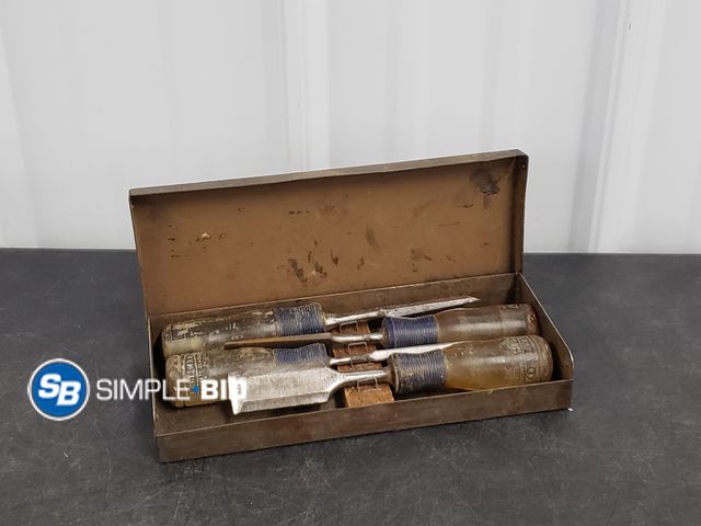 Lot 58-29967 - Set of (4) Chisels with Metal Case