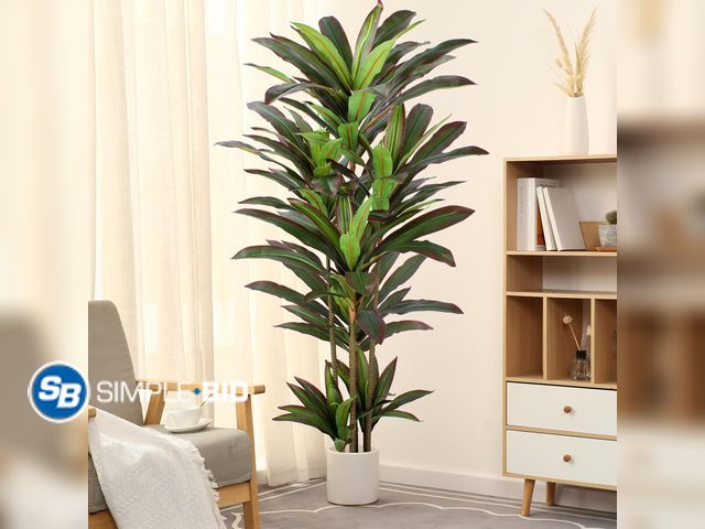 Lot 58-76087 - New FLOWORLD Dracaena Artificial Plant 5ft Red Yucca Silk Tree Faux Plants Indoor Tall Fake House Fl...