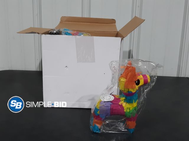 Lot 58-28897 - Lot of (6) Mini Pinatas and (6) Mini Black Graduation Caps