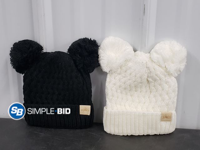 Lot 58-80442 - New 2 Pcs Toddler Winter Pom Pom Beanie Hat for 0-3 Years Old Kid