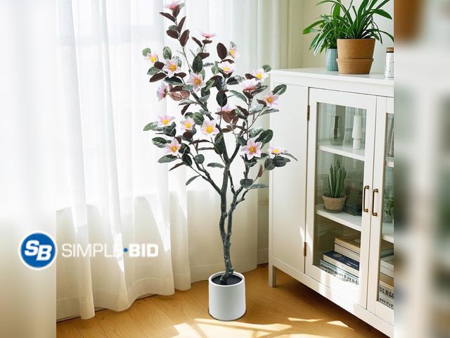 Lot 58-67805 - New Artificial Magnolia Tree Faux Flowering Tree in Pot for Indoor Outdoor Decor, Artificial Plant w...