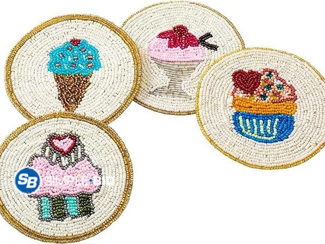 Lot 58-17719 - New Folkulture Coasters for Drinks | Pack of 4 (4") Round Cute Boho Coasters for Coffee Table Décor ...