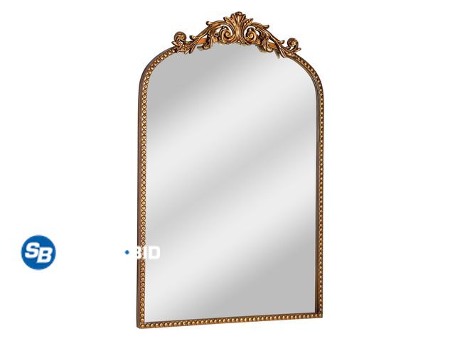 Lot 58-18092 - New Better Homes and Gardens 20" x 30" Filigree Arch Metal Wall Mirror Decor in Gold