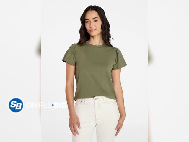 Lot 58-64260 - New Time and Tru Women's Crewneck Top with Short Flutter Sleeves, Size L