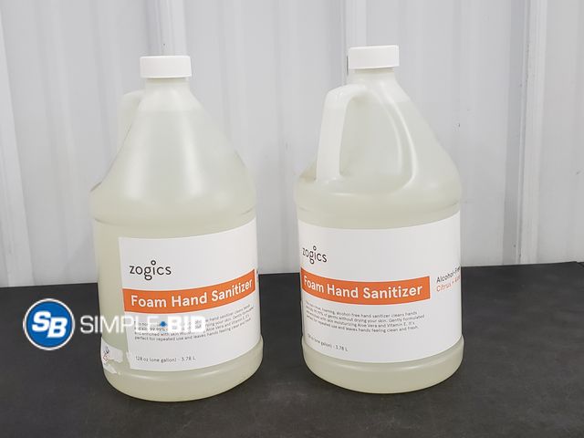 Lot 58-72886 - Lot of (2) Zogics Foam Hand Sanitizer 1 Gallon Each - unopened