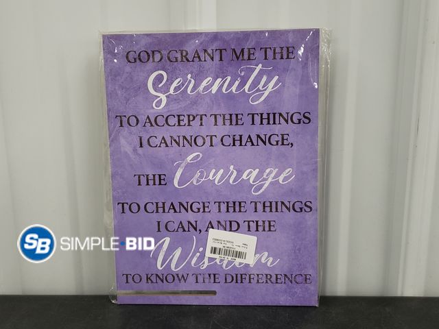 Lot 58-39105 - New Wooden God Grant me the Serenity to accept the things I cannot change the Courage to change the ...