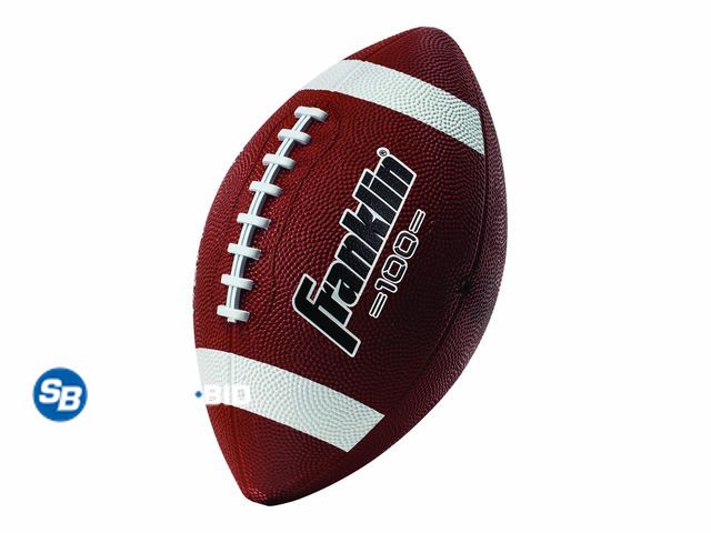 Lot 58-34042 - New Franklin Sports Junior Size Rubber Football, Brown ( will need to be aired up)