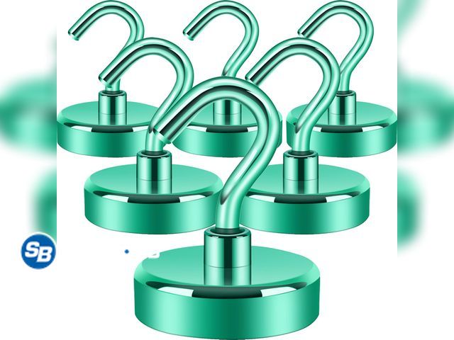 Lot 58-80790 - New Neosmuk Magnetic Hooks  85lb+ Heavy Duty, Green, 6 Pack