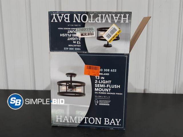 Lot 58-34297 - Hampton Bay 13" 2 light semi-flush mount - appears unused