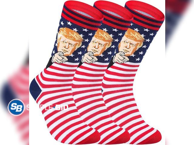 Lot 58-66728 - New Trump Socks 3-Pack - Funny Donald Trump Gifts for Men Women, Patriotic MAGA American Flag Novelt...