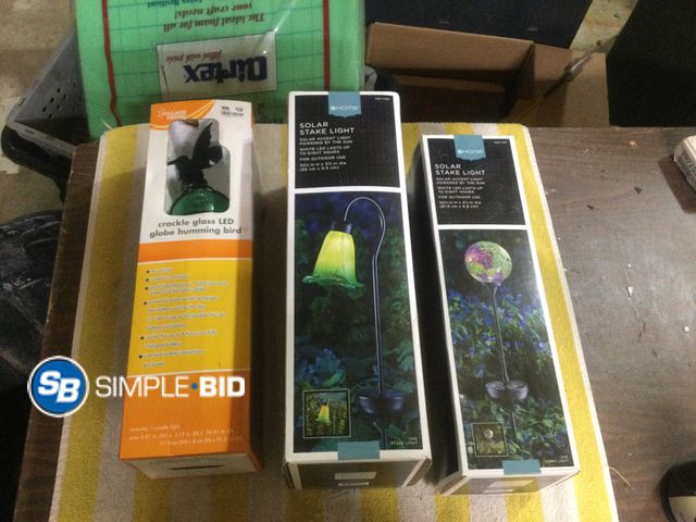 Lot 58-60638 - Lot of (3) New in Box Solar Stake Lights for Outdoor Decor