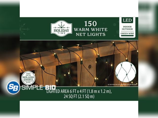 Lot 58-52933 - CHRISTMAS IN JULY! New Indoor/Outdoor 150-Count LED Christmas Net Lights, Warm White, 6' x 4', by Ho...