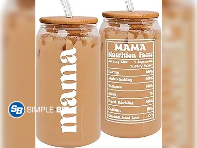 Lot 58-21780 - New MAMA - 2 sided Glass cup with straw