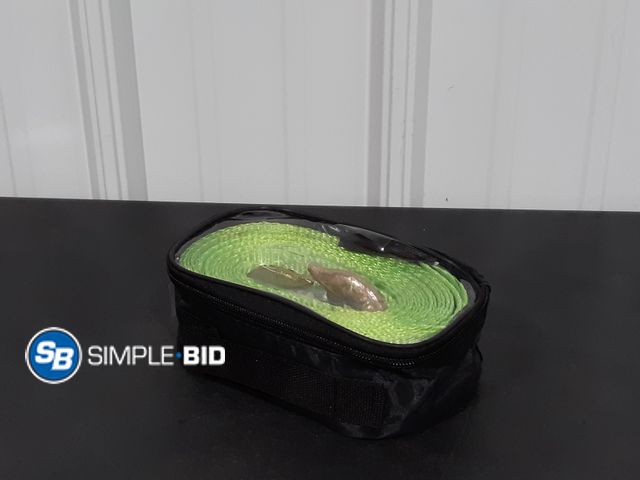 Lot 58-34948 - Green Colored Tow Strap in Carry Case - Unknown Length and Pull Weight
