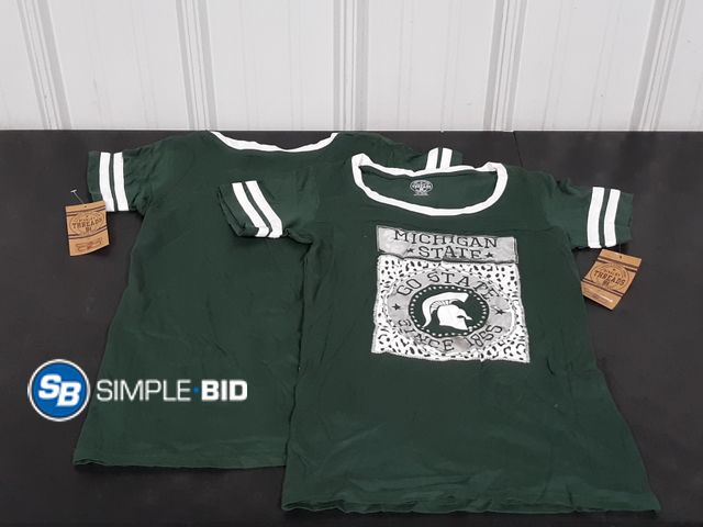 Lot 58-27507 - Lot of (2) New Women's (young adult) Michigan State shirts - SIZE 14/16