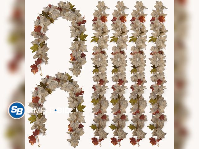 Lot 58-54000 - New PARTY JOY 6PCS Leaf Garland, 5.6Ft Halloween Garland Artificial Maple Leaf Autumn Hanging Fall V...