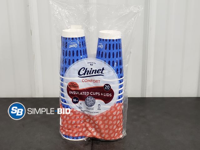 Lot 58-54101 - CHINET! Comfort insulated cups with lids 16 oz 20 cups - unopened