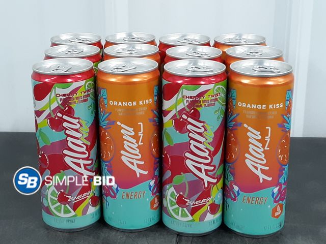 Lot 58-39209 - ALANI! Lot of (12) Alani Energy Drinks 12 fl oz each - ORANGE KISS - CHERRY TWIST - unopened - out o...