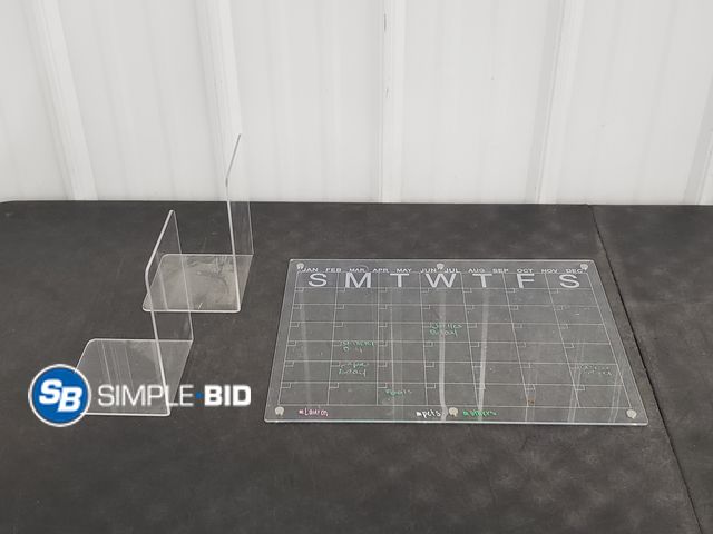 Lot 58-67549 - Lot of (2) Acrylic Bookends and Acrylic Calendar Board