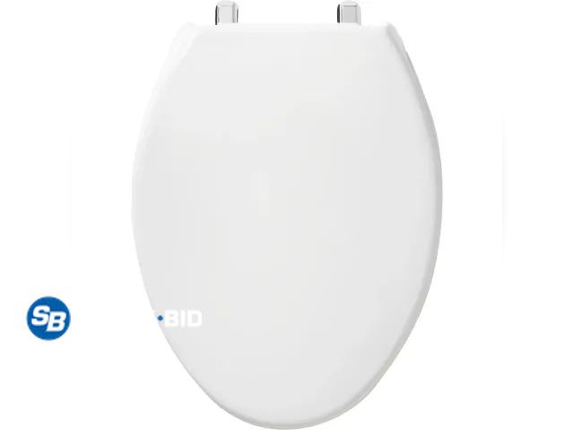 Lot 58-64624 - Bemis White Elongated Plastic Toilet Seat, Closed Front with Cover