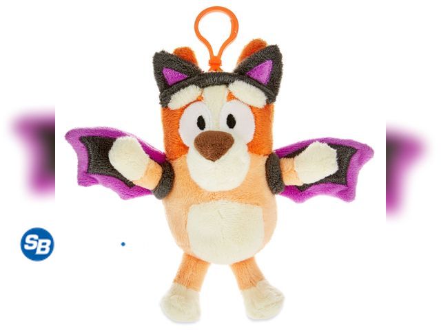 Lot 58-64300 - New Bluey's Halloween Bingo Black Bat Plush Backpack Clip, 6.5" x 3", by Dan Dee