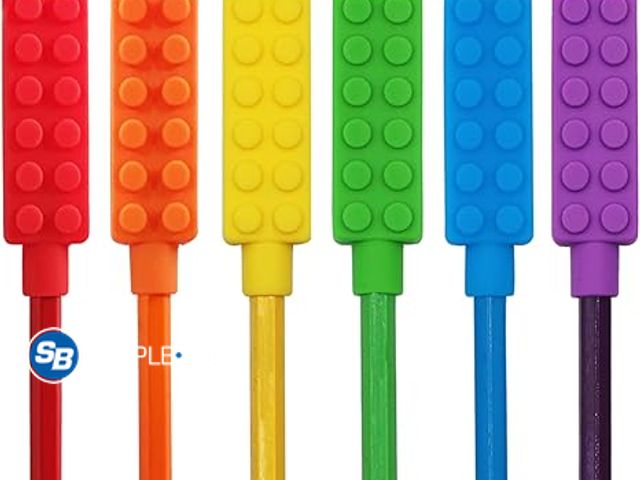 Lot 58-36468 - New Chewable Pencil Toppers for Sensory Kids Boys and Girls (6 Pack), Silicone Rainbow Chew Toys for...