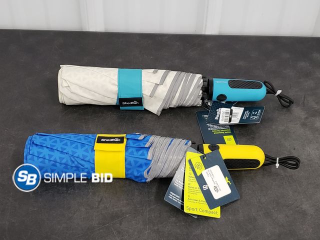 Lot 58-50360 - Lot of (2) New Shed Rain Sport Compact Umbrellas