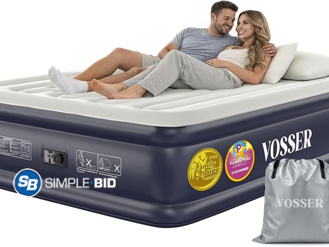 Lot 58-75906 - VOSSER Air Mattress Queen with Built-in Pump, Blow up Bed,18" Raised 10-Year Support,Upgraded 3-Min ...