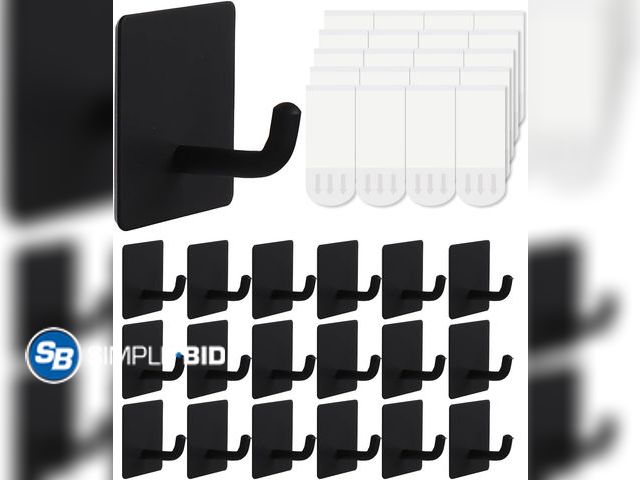 Lot 58-50481 - Lot of (12) New  Towel Hooks with Removable Strips for Hanging, Adhesive Wall Heavy Duty, Outdoor No...