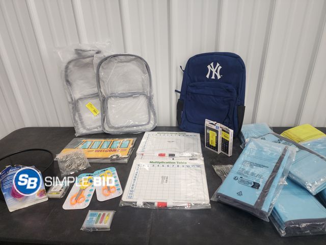 Lot 58-40626 - Lot of School, Home and office supplies including backpacks, Scissors, and so much more - appears un...