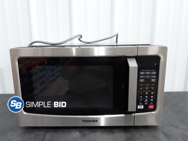 Lot 58-41911 - Toshiba Countertop Microwave Oven, 1.2 Cu Ft, 1,100 Watts, Smart Sensor, Mute Function, Stainless St...